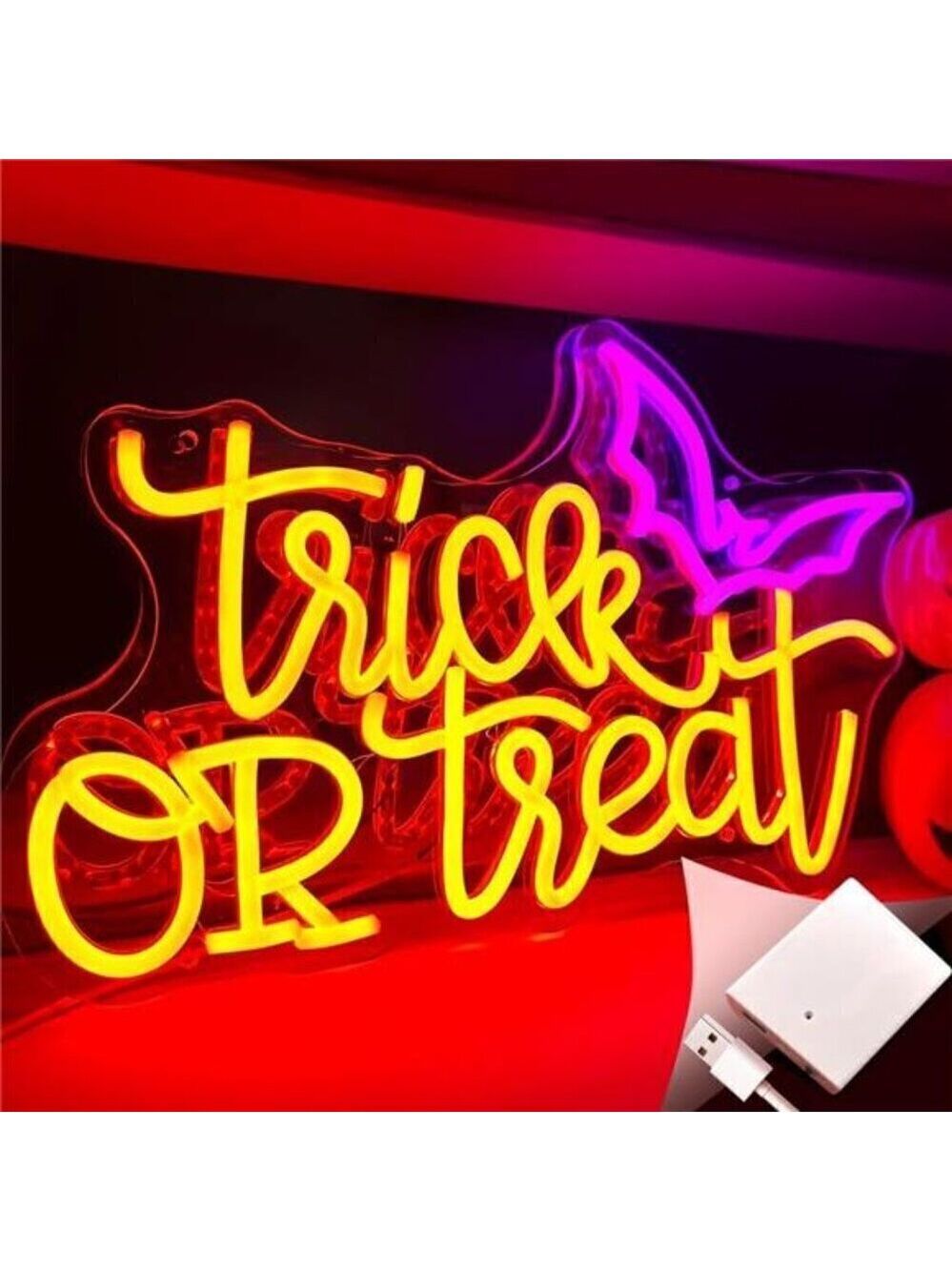 Halloween Neon Sign Trick Treat Neon Sign for Led Halloween Sign Bedroom Party